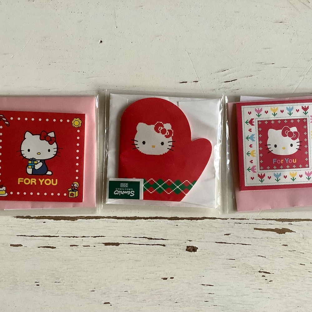 Set of 3 New in Package Vintage & HTF Sanrio Hello Kitty Mini gift Cards